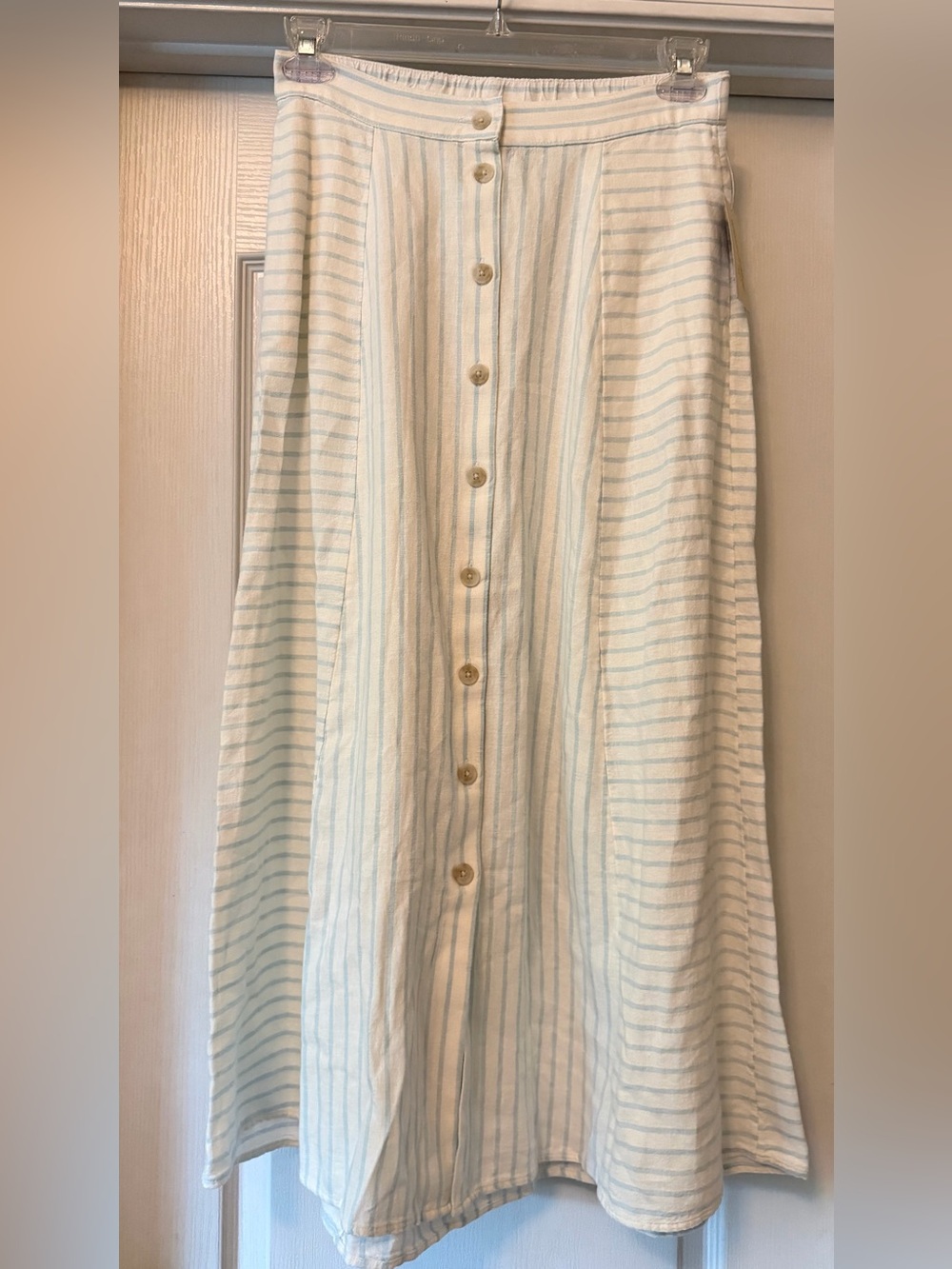 NWT Maxi skirt, size small light blue striped - Picture 4 of 8